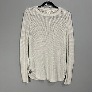 Dakini Womens Cream Open Knit Side Zip Pullover Sweater Size Small